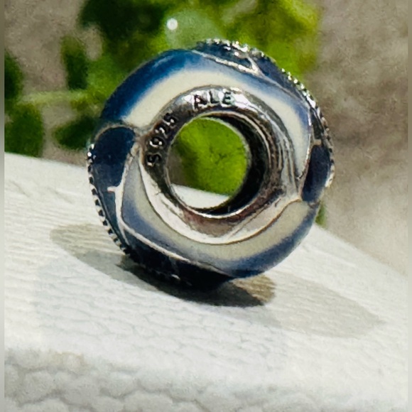 Authentic Pandora Retired ‘Blue Butterfly Wing’ S925 Ale Blue White Enamel Charm - Picture 5 of 13